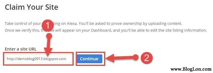 claim your site on Alexa