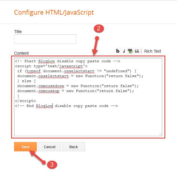 Add code to blogger widget