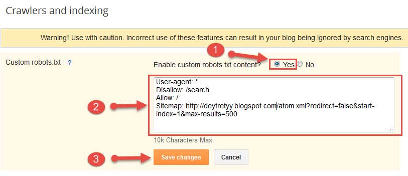 Blogger Blog Me Custom Robots.txt file Add Kare