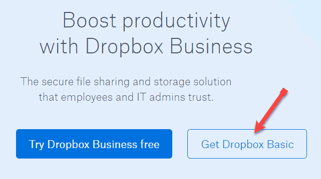 Get Dropbox Basic