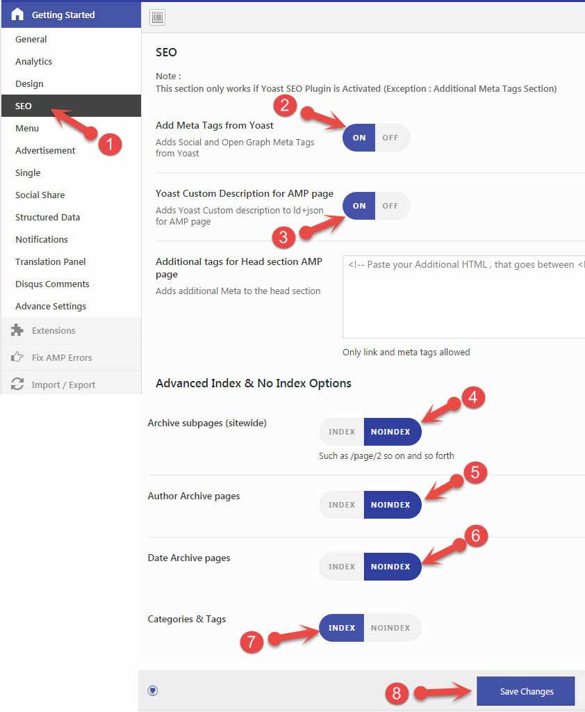 Accelerated Mobile Pages SEO settings