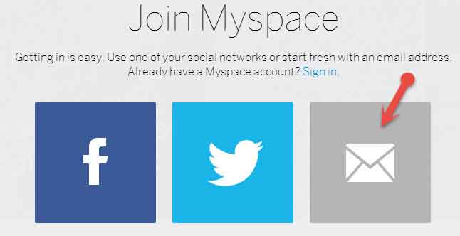 Myspace signup with Email