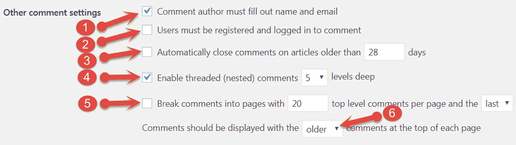 Other comment settings