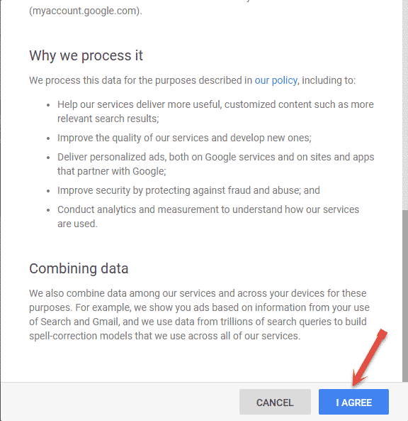 Agree Google Policy